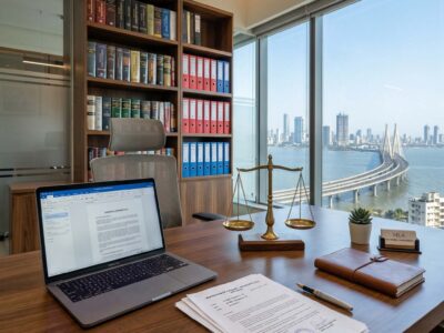 Corporate lawyer consulting business client in Mumbai